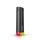 black smart water bottle with different glow colours at the bottom