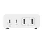 4 ports on power adapter with 2 usb c and 2 usb a ports