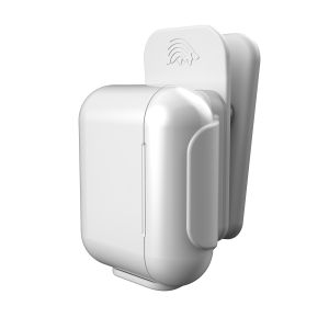Porcupine AirClip AirPods Holder with Airpods. Front/side angle