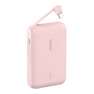 Belkin 10 000 mAh 20W Power Bank with USB-C Integrated Cable and USB-C port - Pink
