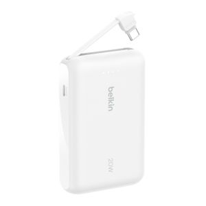 Belkin 10 000 mAh 20W Power Bank with USB-C Integrated Cable and USB-C port - White