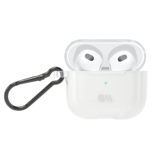 front view of airpods case with clip on the side