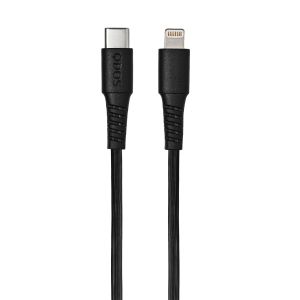 QDOS PowerMotion 1m Lightning to USB-C Cable - Black 
